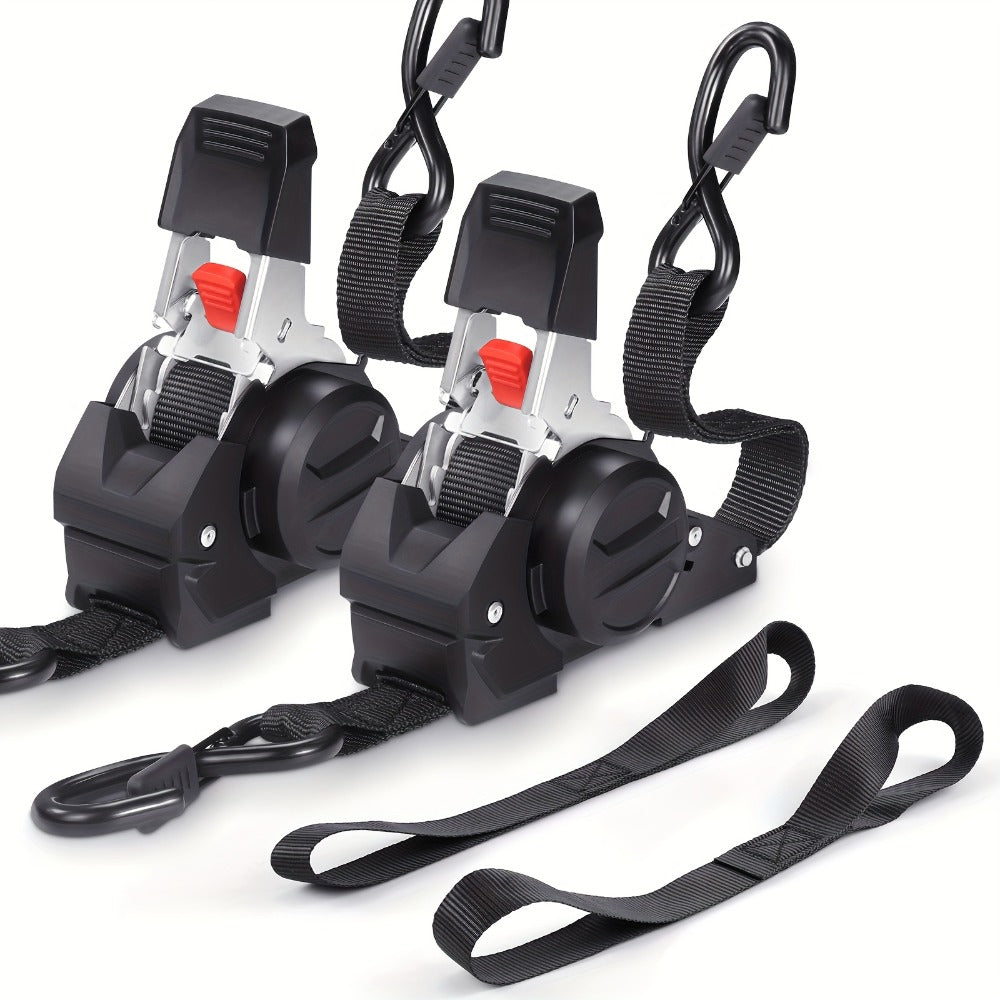 Retractable Ratchet Straps with Extension Strap ¨C Heavy Duty Auto Self-Retracting Tie Down Cargo Straps for Truck Trailer Motorcycle Moving & Appliances