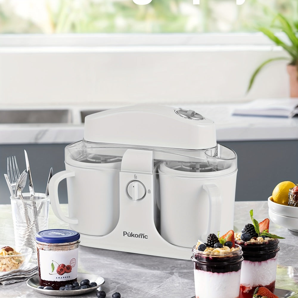 Ice Cream Maker Machine Dual Cup Self-Freezing ¨C Make 2 Flavors Homemade Ice Cream Sorbet Frozen Yogurt at Once, Fast 10-Min Churning, Easy Clean Removable Bowl, Compact Countertop Design