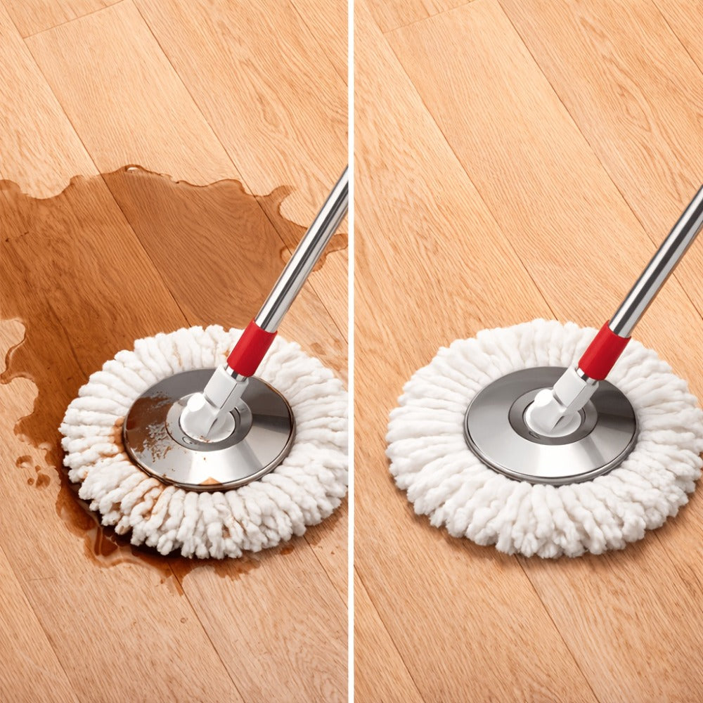 Spin Mop and Bucket Set 360¡ã with 4 Microfiber Mop Heads ¨C Wringer Bucket Floor Cleaning Kit for Hardwood Tile Laminate ¨C Spinning Mop System Home Kitchen