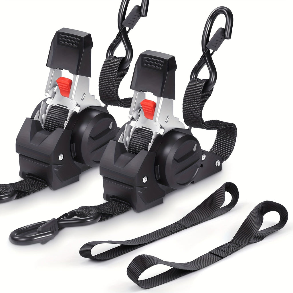 Retractable Ratchet Straps with Extension Strap ¨C Heavy Duty Auto Self-Retracting Tie Down Cargo Straps for Truck Trailer Motorcycle Moving & Appliances