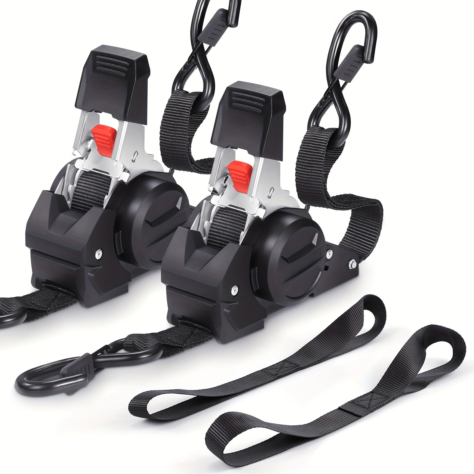 Retractable Ratchet Straps with Extension Strap ¨C Heavy Duty Auto Self-Retracting Tie Down Cargo Straps for Truck Trailer Motorcycle Moving & Appliances