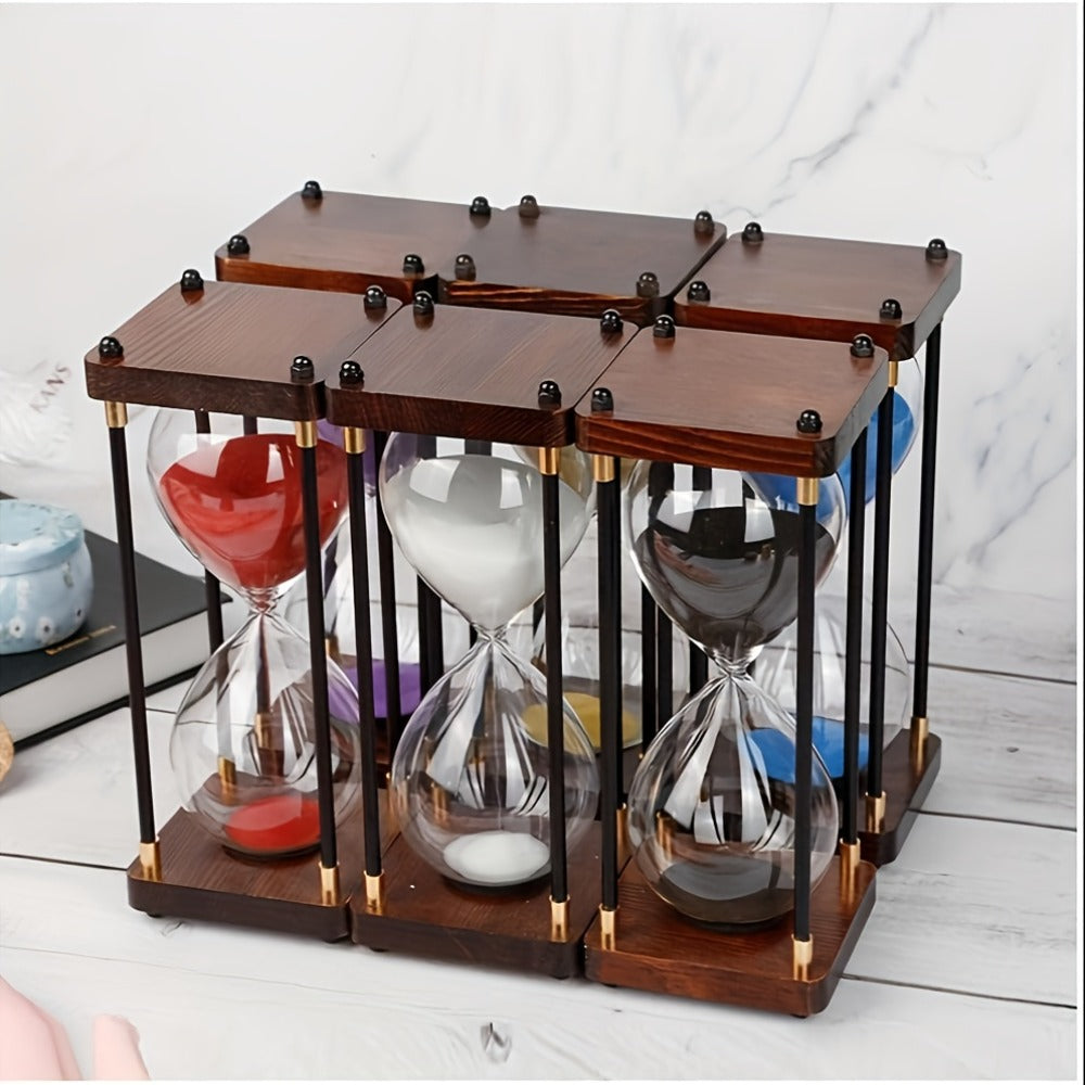 Hourglass Timer 60 Minute Wooden Sand Timer Decorative Glass - Vintage Home Decor for Kitchen, Office & Bedroom | Great Gift for Birthday, Christmas, Valentine's Day & Thanksgiving | 11.81x3.74in