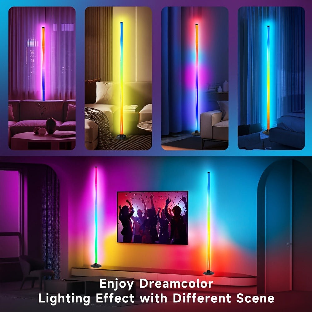RGB Floor Lamp with Remote Control USB Powered | Color Changing LED Corner Lamp with Adjustable Brightness ¨C Modern Space-Themed Ambient Light for Living Room & Bedroom