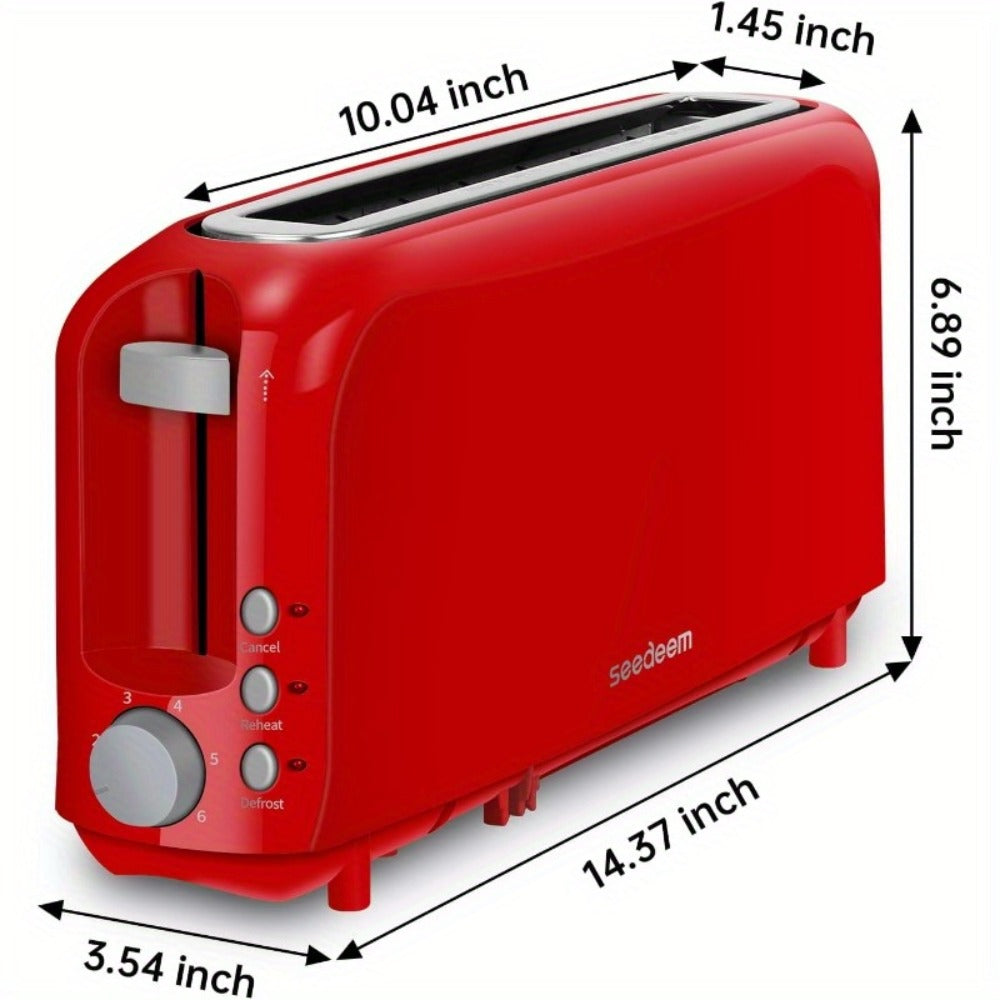 Slim Toaster 2-Slice ¨C SEEDEEM 6-Setting Shade Control, Cancel, Reheat & Defrost, Removable Crumb Tray, 750W Compact Fits-Anywhere Design for Bread, Waffles & Bagels, 6 Colors Available
