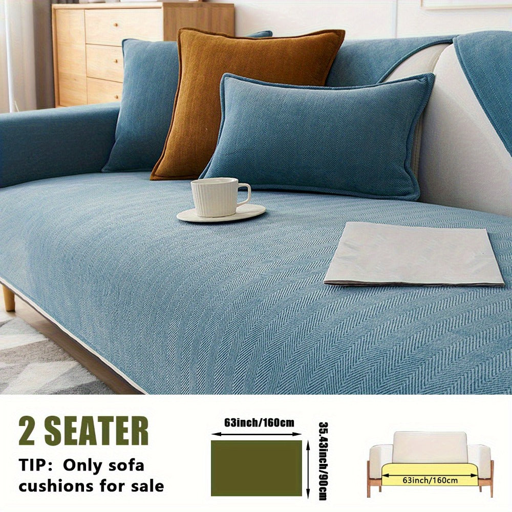 Chenille Ribbed Sofa Cover - Pet Friendly Non-Slip Machine Washable Soft Stretch Slipcover for 1-4 Seater Sectional Sofa Living Room Bedroom Office, 9 Colors