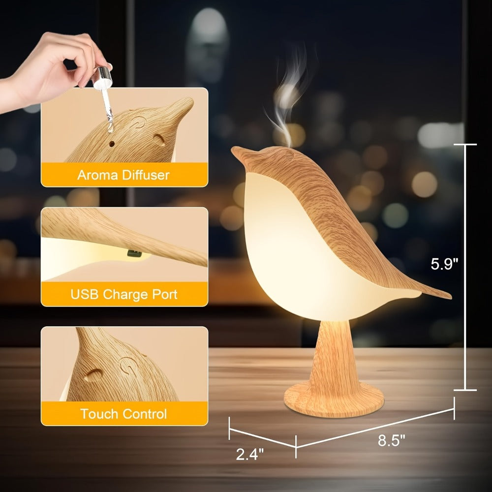 Magpie Bird Desk Lamp 2 Pack 16 Color Dimmable Cordless Night Light USB Charging Touch Control with Aromatherapy Diffuser Function for Bedroom Valentine Gift Festival Home Decor