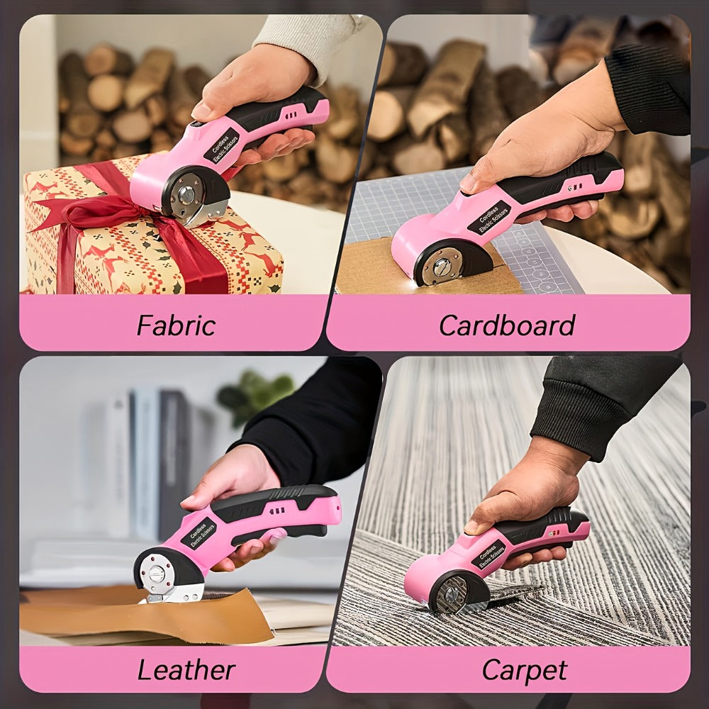 Electric Scissors Rechargeable Cordless - USB-C Charging, Battery Indicator, Portable Power Cutter for Fabric, Leather, Carpet & Cardboard, Handheld Electric Trimmer for Sewing, Crafting & DIY Projects