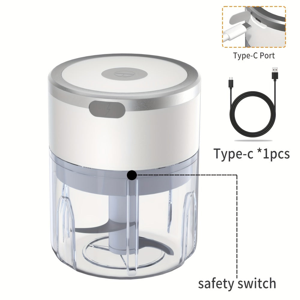 Mini Electric Garlic Chopper USB Rechargeable - Electric Food Chopper & Masher, Portable Garlic Crusher for Meat, Onion, Ginger & Herbs, 250ML / 8.45oz Kitchen Gadget in White, Green & Pink