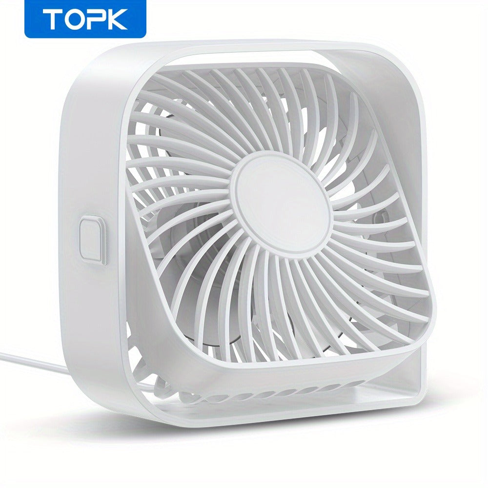 USB Desk Fan Portable, Small Personal Fan 3 Speed Settings 360¡ã Rotation Silent Operation, Compact Lightweight USB Powered Cooling Fan for Home Office Dorm Bedroom Travel, Grey Blue Pink White