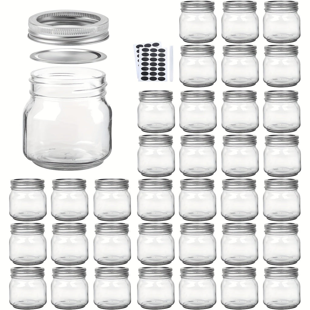 Mason Jars 8oz Glass Jars with Lids ¨C 9/18/27/36 Pack Regular Mouth Canning Jars for Storage, Spices, Jelly, Jam, Honey & Caviar | Dishwasher Safe Spiral Lid Kitchen Storage Containers Set