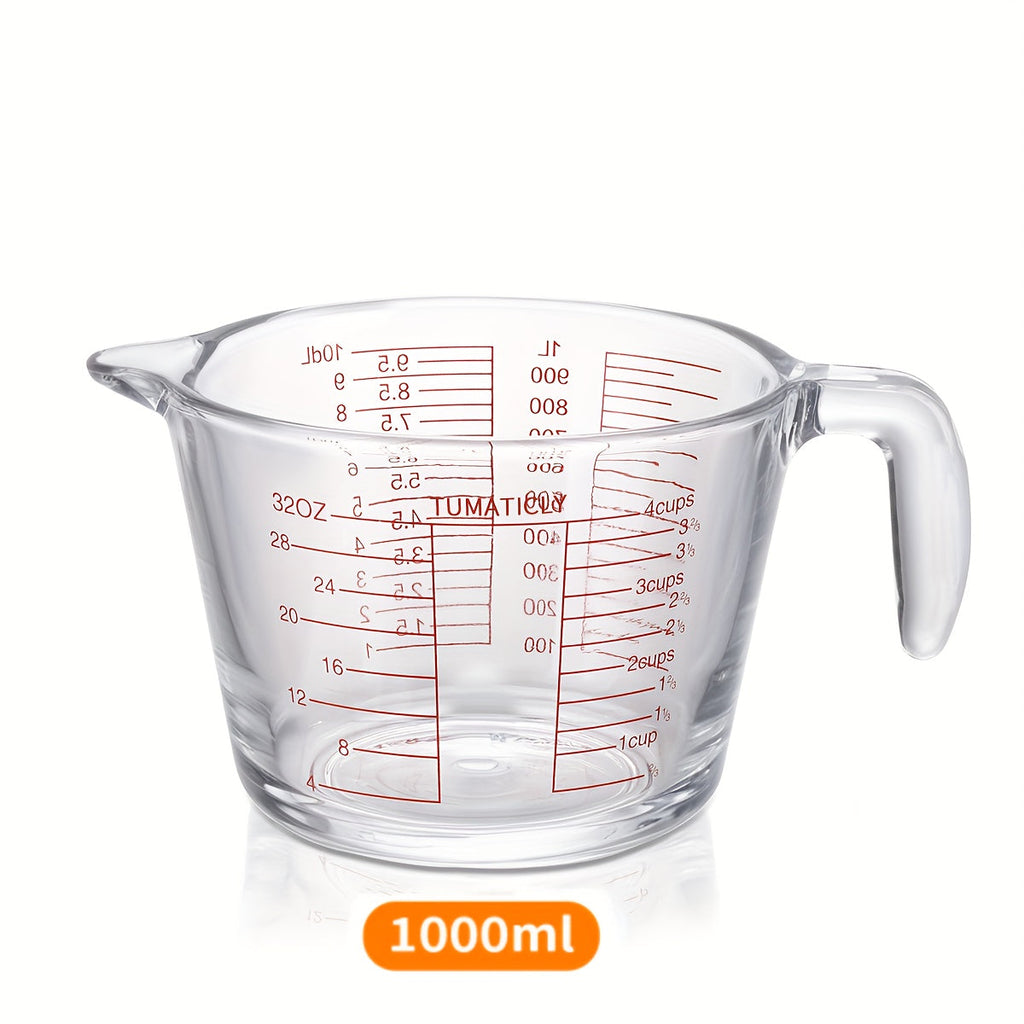 Glass Measuring Cups Set 1/3pcs Tempered Glass 11.83oz 16.91oz 33.81oz Transparent with Handle Dishwasher Microwave Freezer Oven Safe