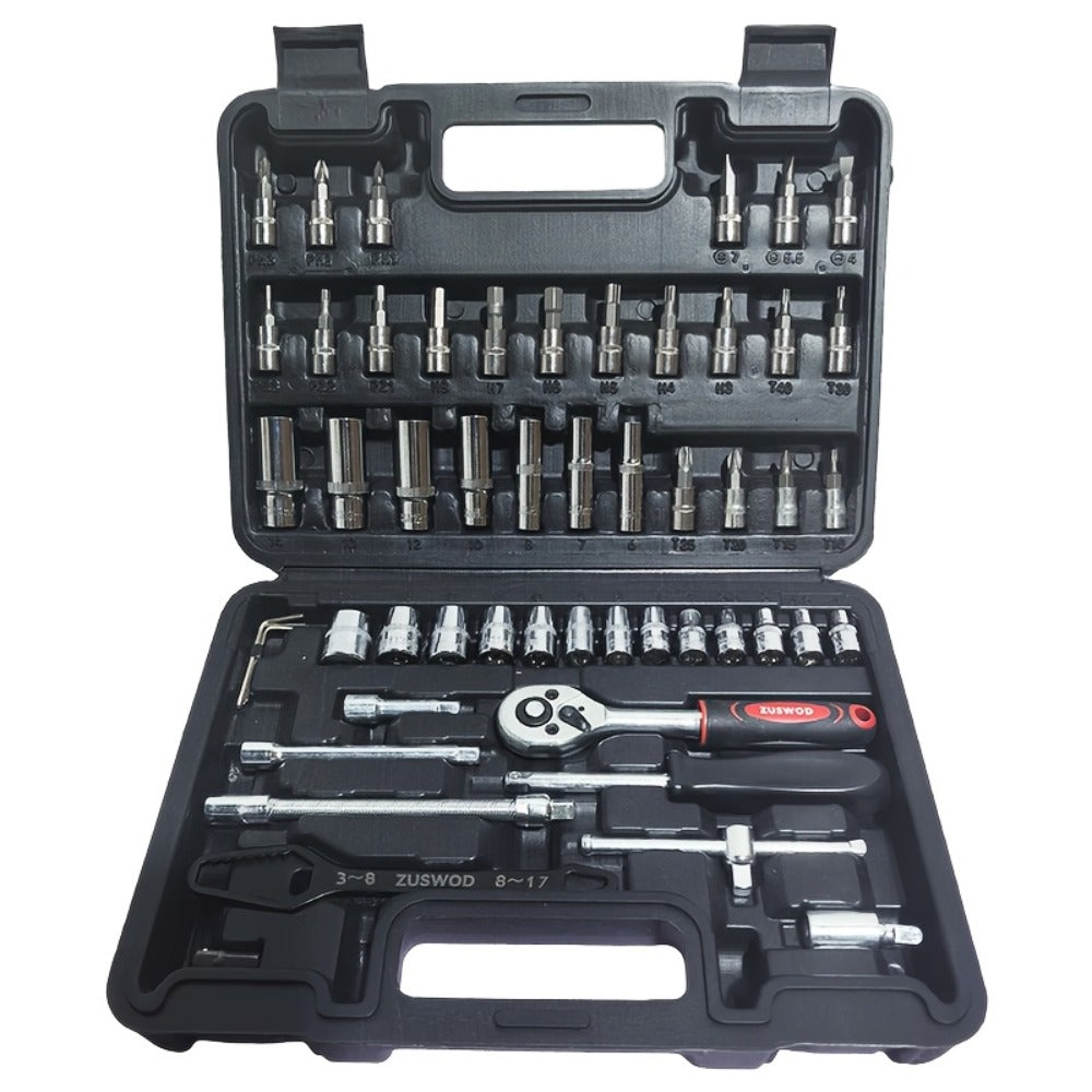 Impact Socket Set 53/54/194/518PCS ¨C 3/8¡± Drive CR-V Steel | Metric 8-22mm & Imperial 5/16¡±-3/4¡± | Complete Socket Kit for Car Repair, DIY & Mechanics | Best Gift for Men