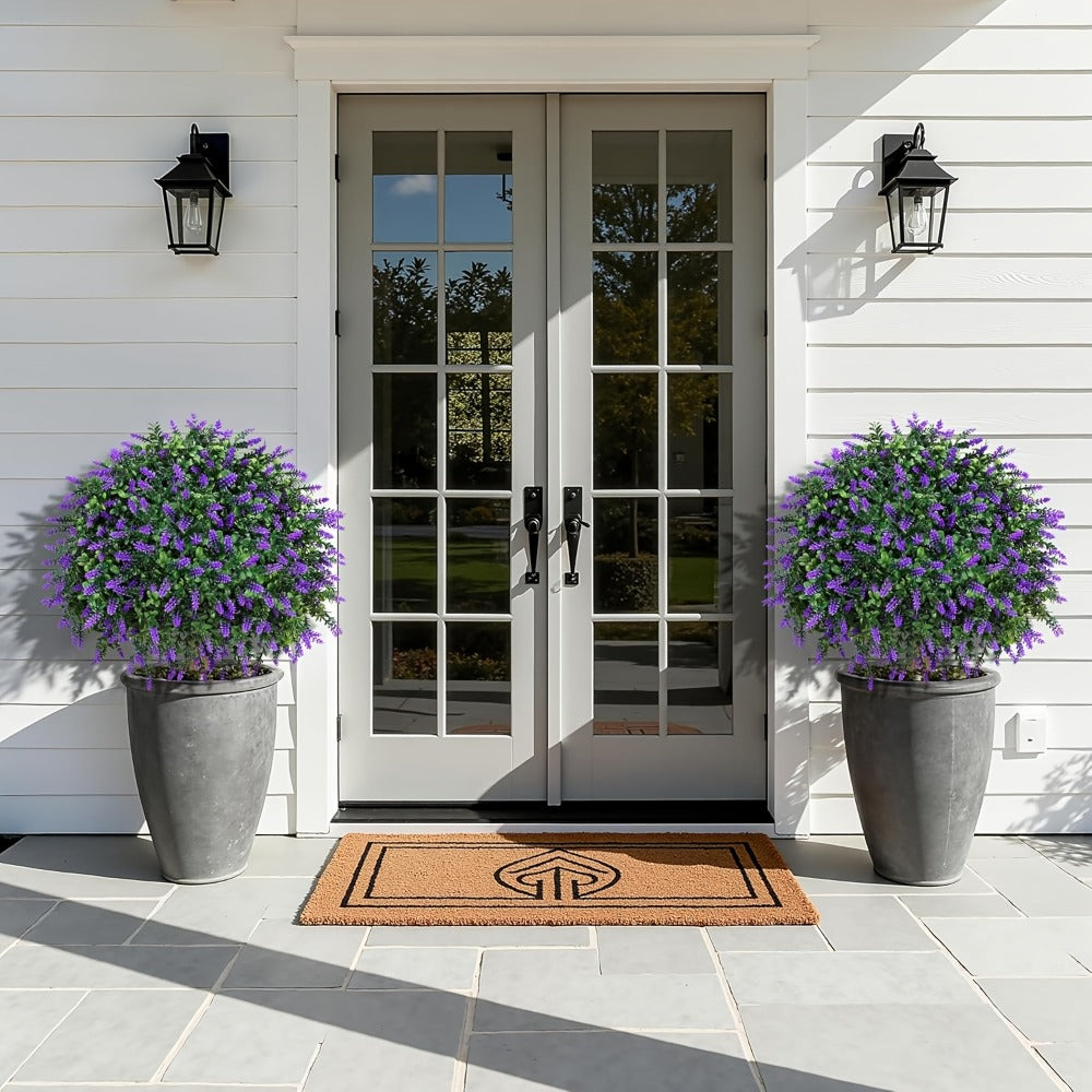 Artificial Topiary Ball Trees for Outdoor & Indoor Decor ¨C UV Resistant Faux Lavender, Azalea & Pansy Shrubs with Ground Spike ¨C Evergreen Fake Plants for Front Porch, Garden & Backyard (Single & 2 Pack)