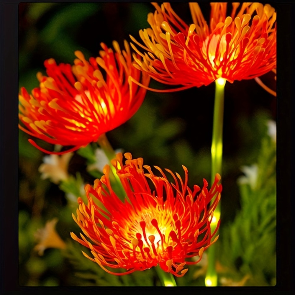 Solar Powered Flower Garden Lights 2-Pack ¨C 3-Head Outdoor Lawn Simulation Shore Flower Stake Lights for Courtyard, Garden, Pathway & Landscape Decoration