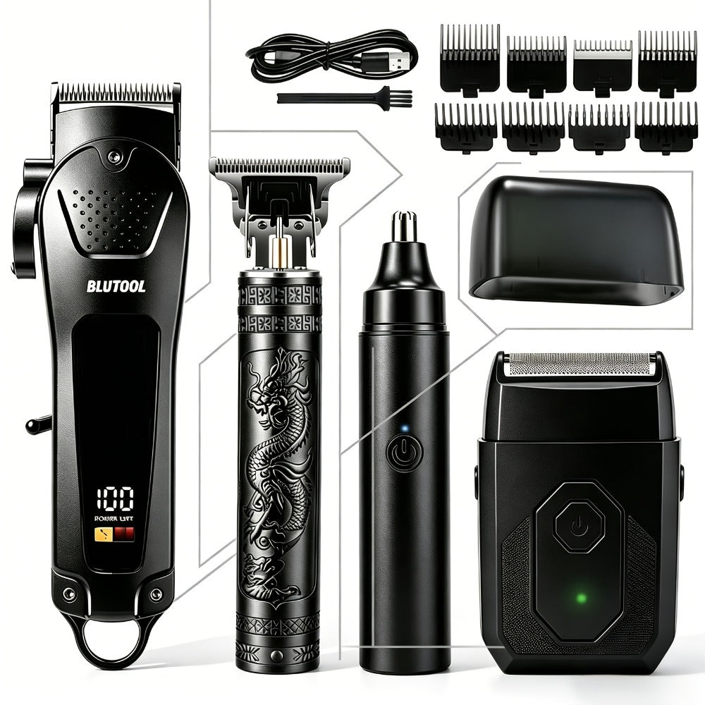 USB Precision Hair Clipper Set for Men ¨C Wireless Electric Clippers & Nose Trimmer Shaver, 2/4pcs Professional Cordless Grooming Kit for Personal Use, Hairdressing & Barber Gift
