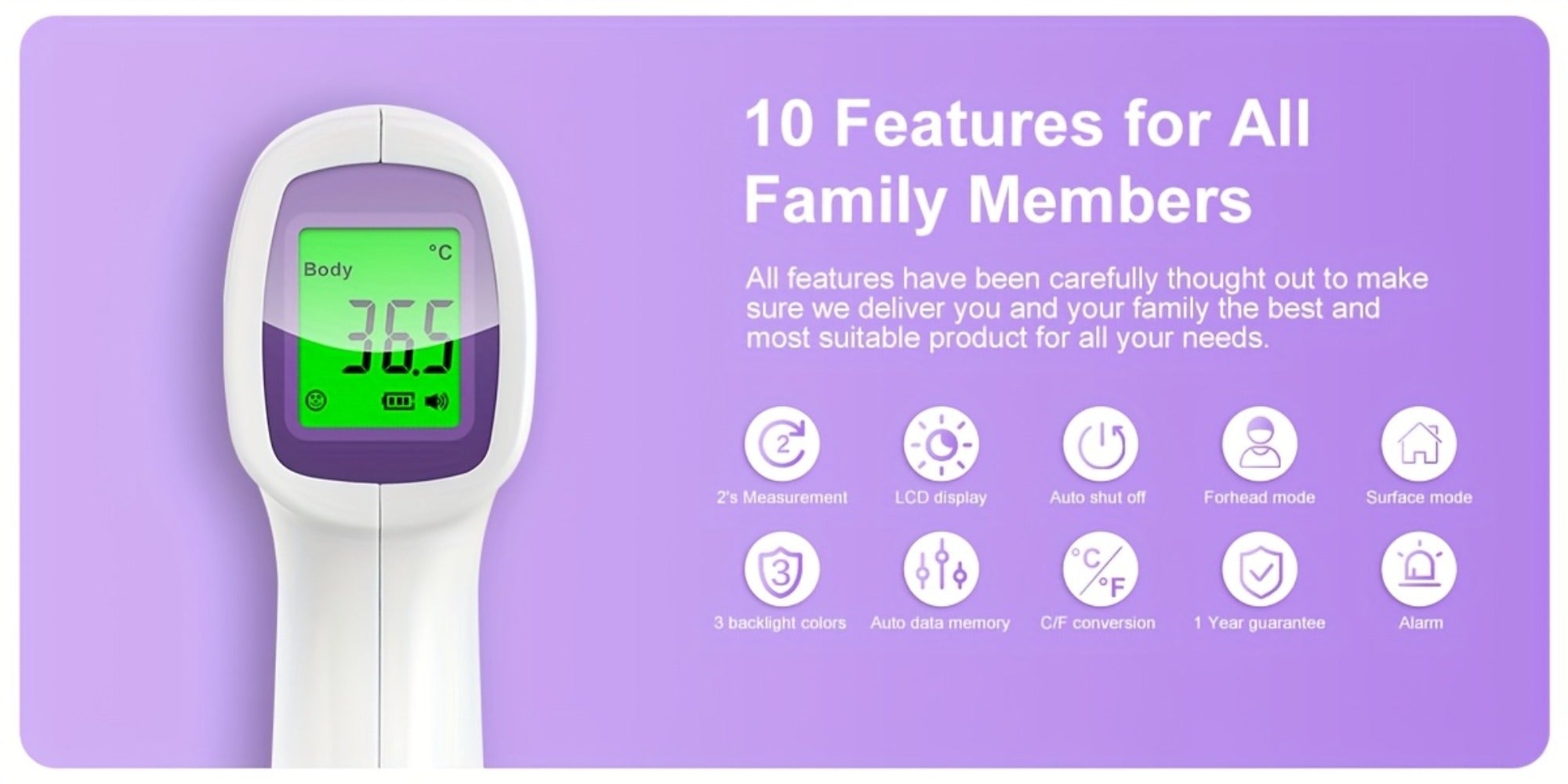 Non-Contact Forehead Thermometer Digital Infrared ¨C 1-Second Instant Reading, Fever Alarm, 3-in-1 Forehead & Object Mode, FSA HSA Eligible, Silent & Memory Mode, 3 Backlights