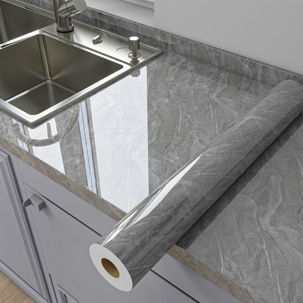 Marble Peel and Stick Wallpaper Roll - Waterproof Oil-Proof Self-Adhesive Wall Contact Paper for Kitchen Backsplash Bathroom Countertop
