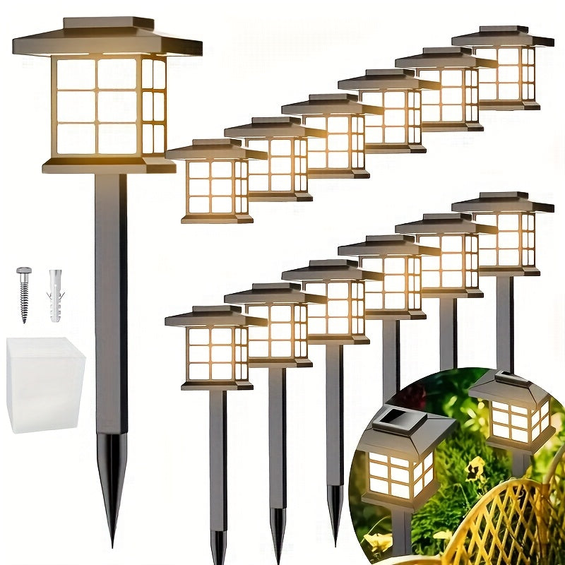 Solar Garden Lights Outdoor Waterproof Landscape Pathway Lights Solar Powered LED Stake Lights for Yard Patio Walkway Holiday Decor Warm White Colorful