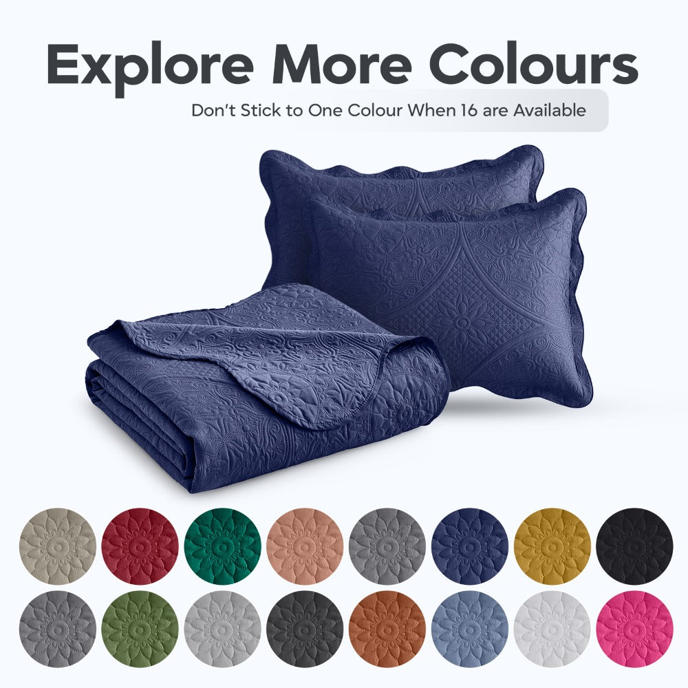 Quilted Bedspread Set 3 Piece ¨C Soft Floral Coverlet with Pillow Shams, Lightweight Breathable Quilt for Bedroom & Guest Room, All Season Bed Cover