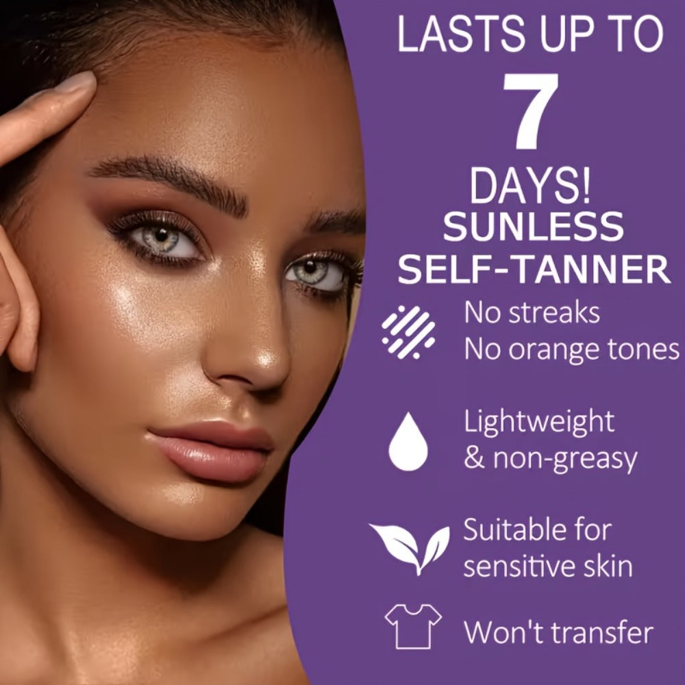 Sunless Tanning Mousse with Applicator Glove 60ml ¨C Natural Plant Ingredients Self Tanner Bronzing Set, Gradual Buildable Color for Even Light Beige Tan, Streak-Free Sunless Tanner for Body