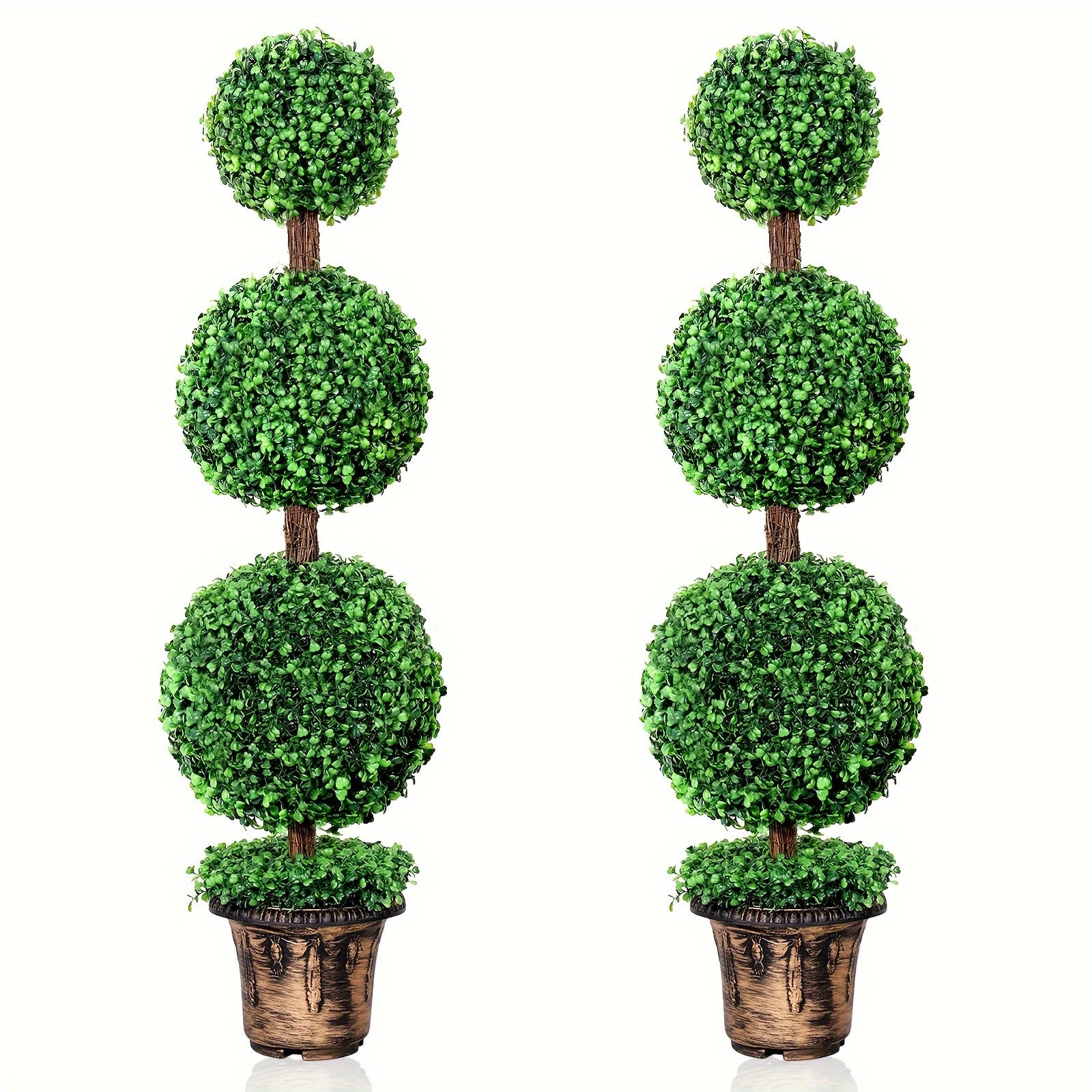 Artificial Boxwood Topiary Tree 2 Pack 3ft 4ft Faux Topiary Ball Tree Potted Plant for Front Door Porch Living Room Indoor Outdoor Decor