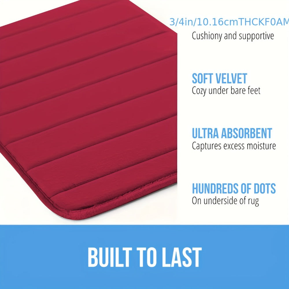 Memory Foam Bath Mat Set 3-Pack Non-Slip Soft Plush Absorbent Bathroom Rug for Shower Kitchen Bedroom Indoor Use