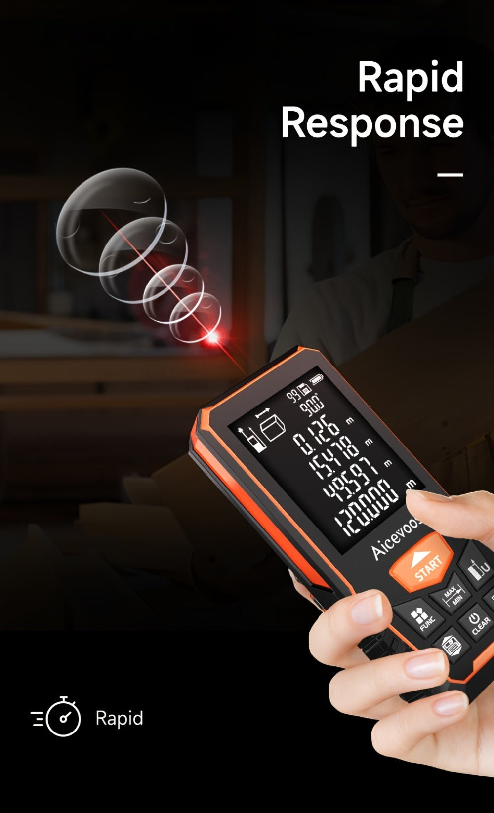 Digital Laser Rangefinder 50M 70M 100M 120M Laser Distance Meter Tape Measure Range Finder for Construction DIY Outdoor Contractor Gift