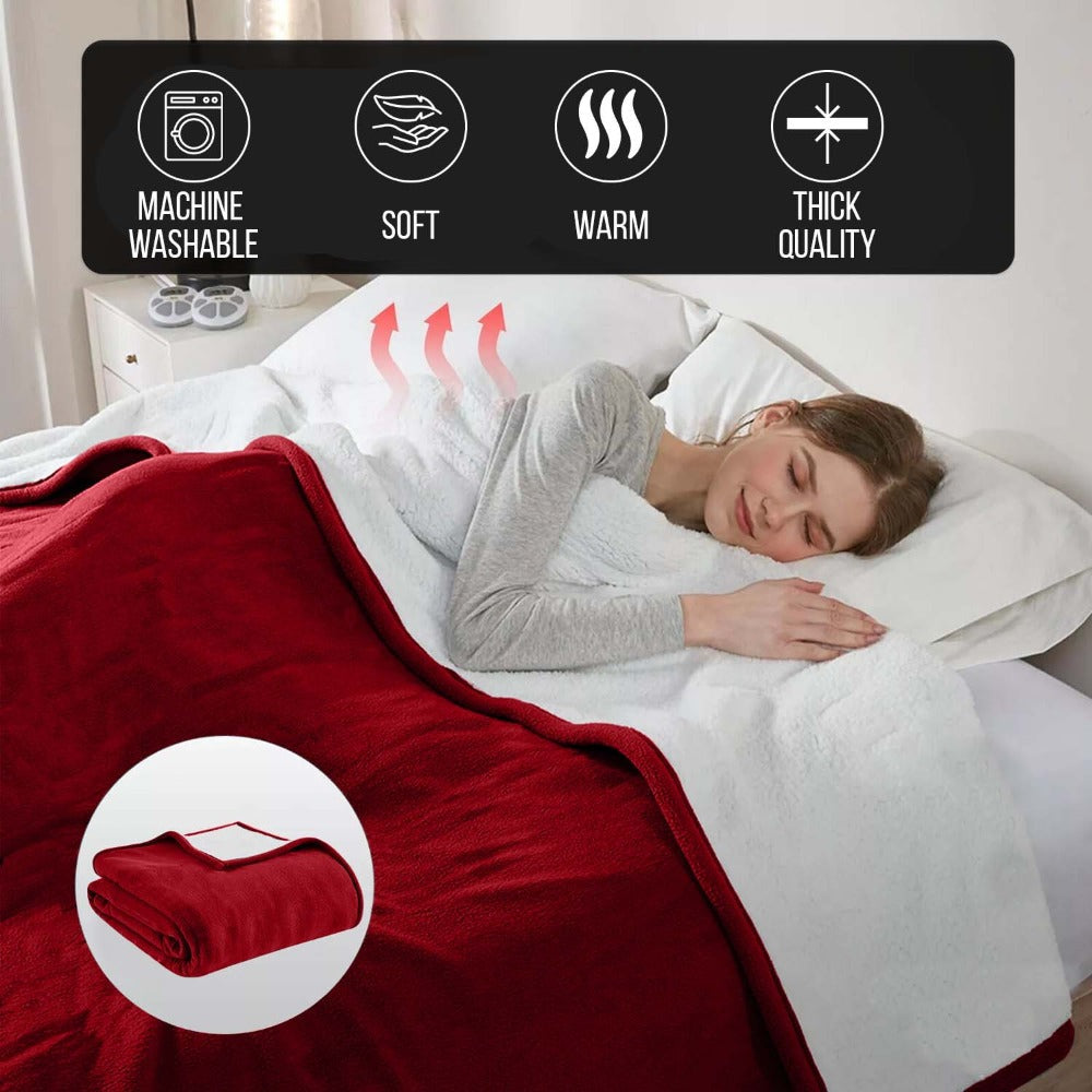 480GSM Sherpa Fleece Blanket ¨C Double-Sided Heavy Warm Throw for Couch, Bed & Travel, Reversible All Season, 13 Colors, 3 Sizes