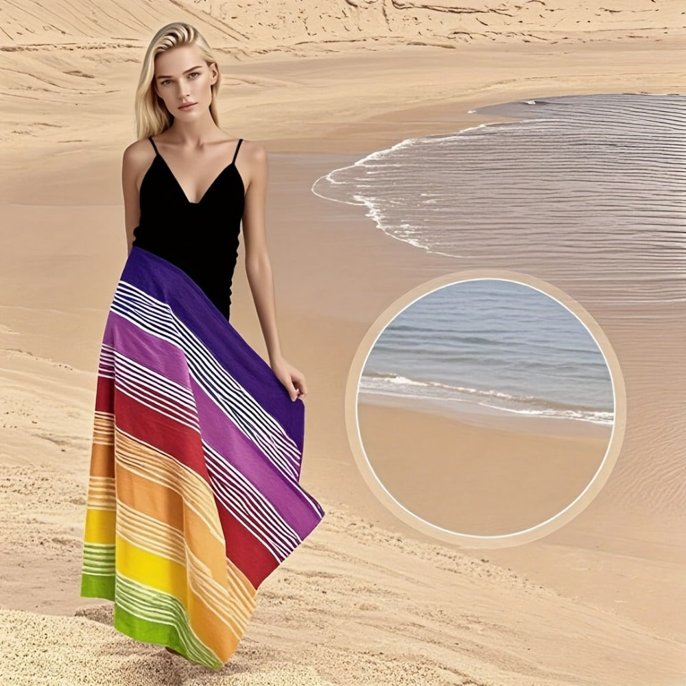 Oversized Beach Towel Extra Large 67x35 Inch Quick Dry Soft Absorbent Bath Towel Striped Tropical Camping Pool Travel Skin-Friendly