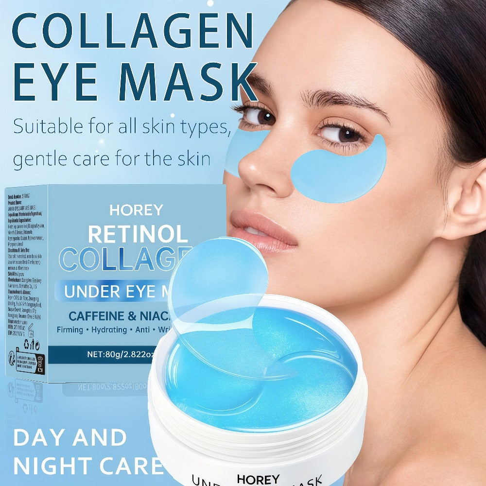 Collagen Eye Patches 60pcs with Caffeine & Niacinamide Under Eye Mask for Dark Circles Puffiness Tightening Intense Hydration Anti-Aging Eye Care for Women Men