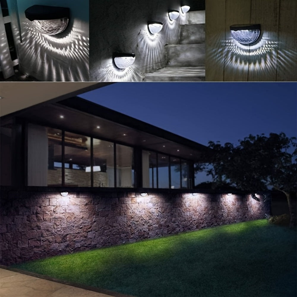 Solar Fence Lights Outdoor 6 Pack IPX4 Waterproof Solar Wall Lights Rechargeable for Porch Patio Deck Garage Security Lighting Decoration