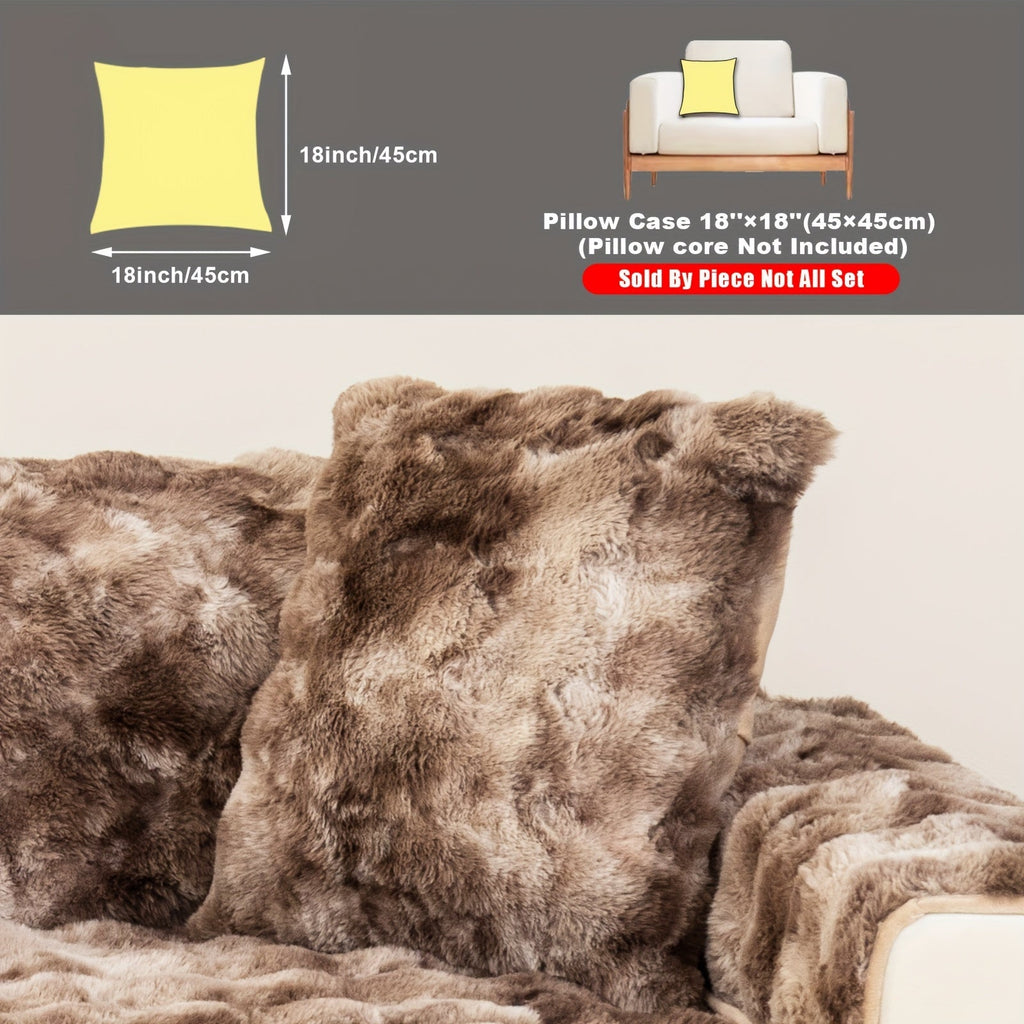 Plush Sofa Cover Faux Lamb Thick Fluffy Couch Slipcover Pet Friendly Machine Washable Gradient Color Polyester Furniture Protector for Armchair Single Double Triple Sofa Living Room Home Decor