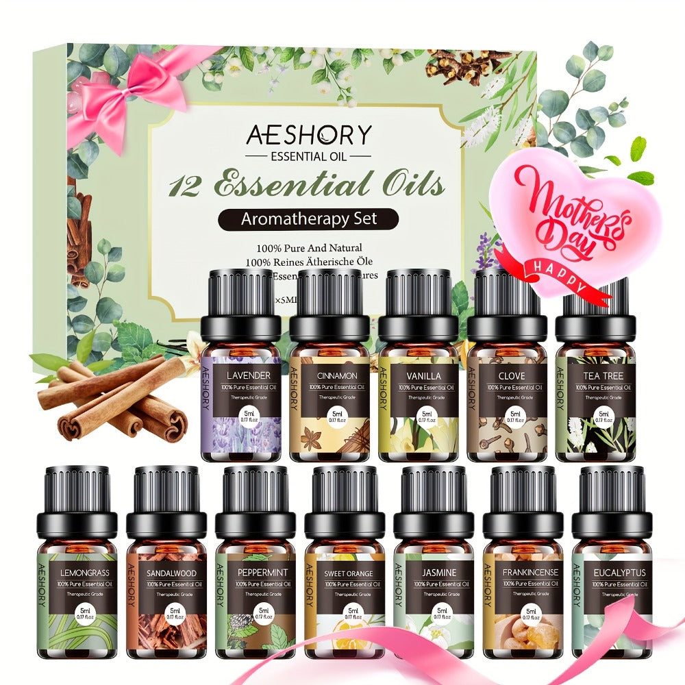 Essential Oil Set ¨C Pure Natural Aromatherapy Oils in Amber Glass Bottles for Diffuser & Humidifier, DIY Fragrance, Valentine's Day & Holiday Gift for Women, Girls, Friends & Family (12/20/26pcs)