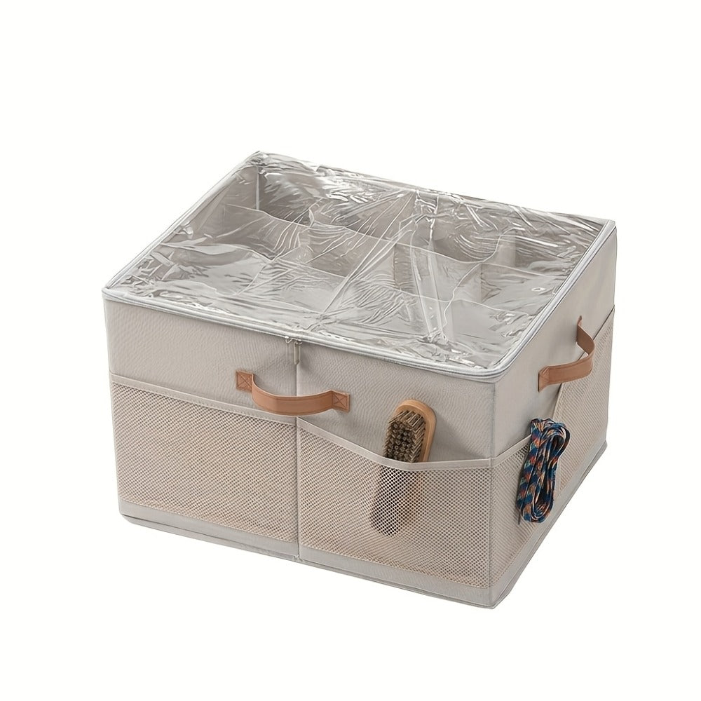 Shoe Storage Box 16-Pair, Clear Foldable Shoe Organizer with Flip-Top Lid & Reinforced Handles ¡ª Heavy-Duty Space-Saving Shoe Box for Closet, Bedroom & Entryway | Black & Grey | 1 or 2 Pack
