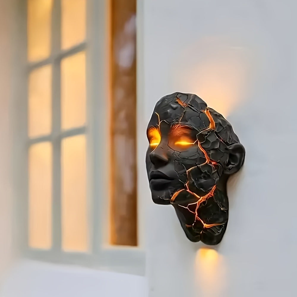 3D Wall Lamp Shattered LED Night Light Broken Face Moving Effect ¨C Gothic Plug-In Wall Decor Light for Bedroom, Living Room, Bar, Cafe & Game Room, Unique Home Lighting Gift