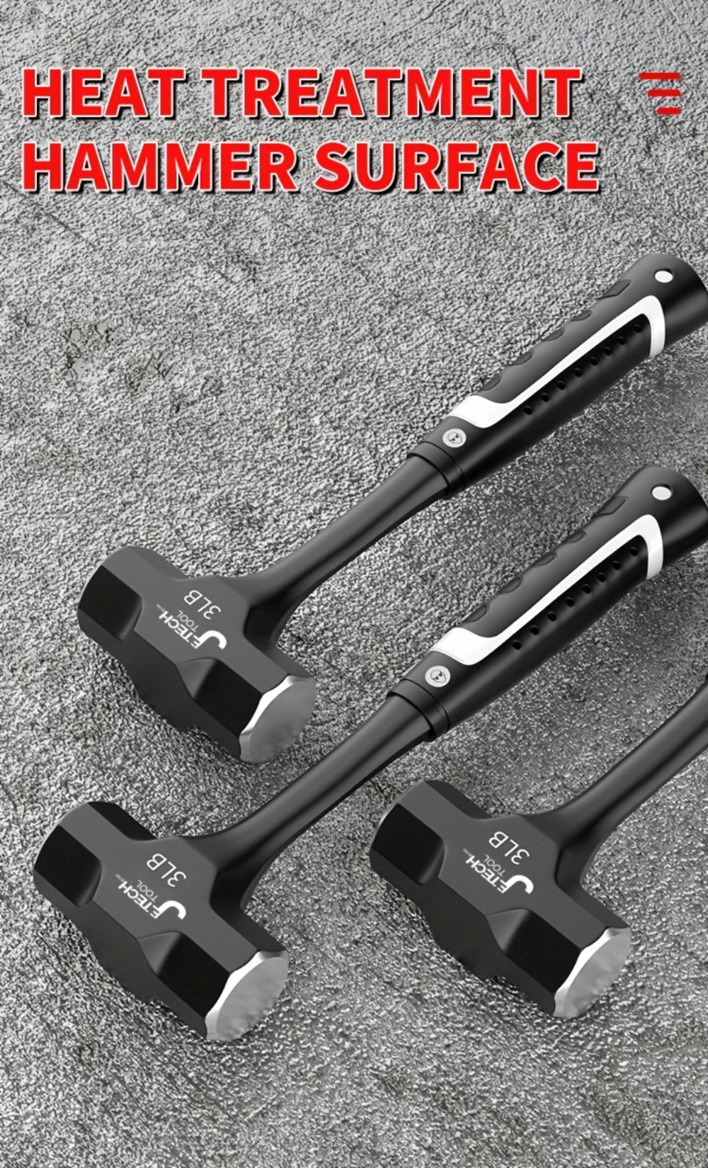 Octagonal Hammer 2/3/4 LB ¨C Heavy-Duty Non-Slip Handle, Professional Masonry & Demolition Sledge Hammer for Stone, Concrete, Construction & DIY Home Projects