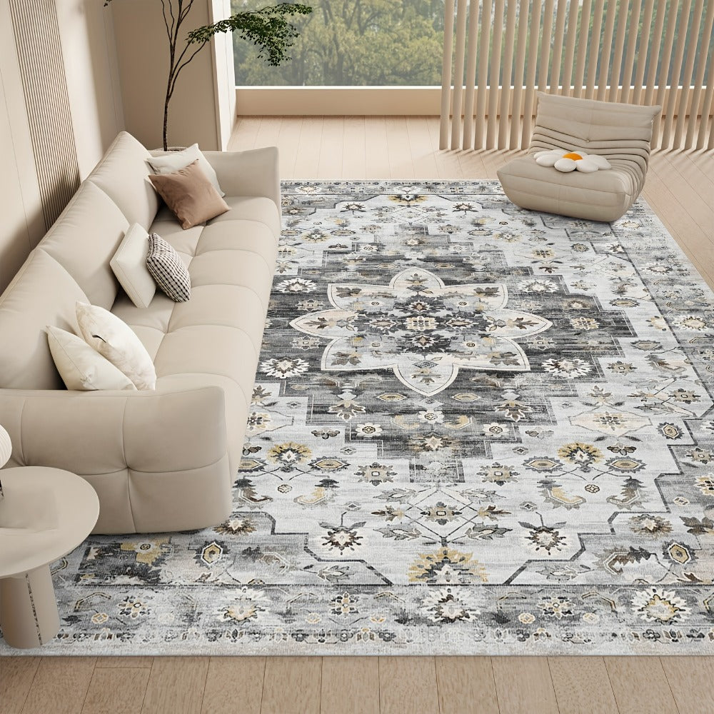 Vintage Persian Area Rug Machine Washable Non-Slip Non-Shedding Floral Indoor Carpet for Living Room Bedroom in Multiple Colors and Sizes