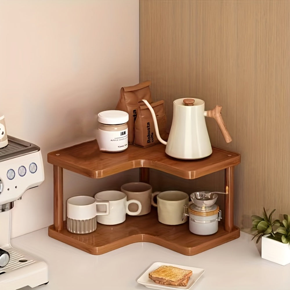 Corner Shelf Organizer for Kitchen, 3-Tier Triangular Coffee Station Storage Rack for Countertop, Holds Cups, Mugs, Coffee Accessories and Kitchen Essentials