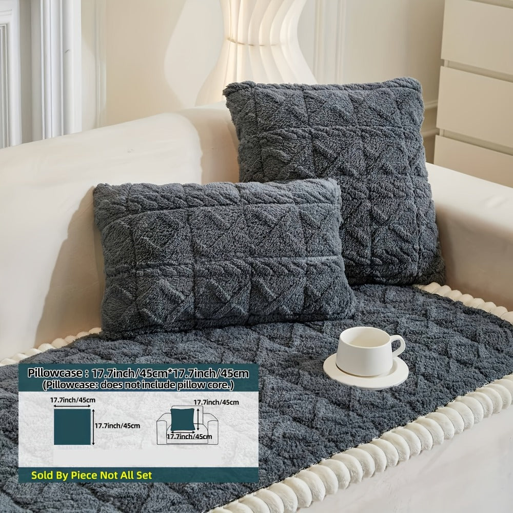 Bohemian Quilted Sofa Cover with Ruffles - 300GSM Shu Velveteen Anti-Slip Pet Friendly Machine Washable Plush Slipcover for Loveseat 3-4 Seater Sectional Sofa, 5 Colors