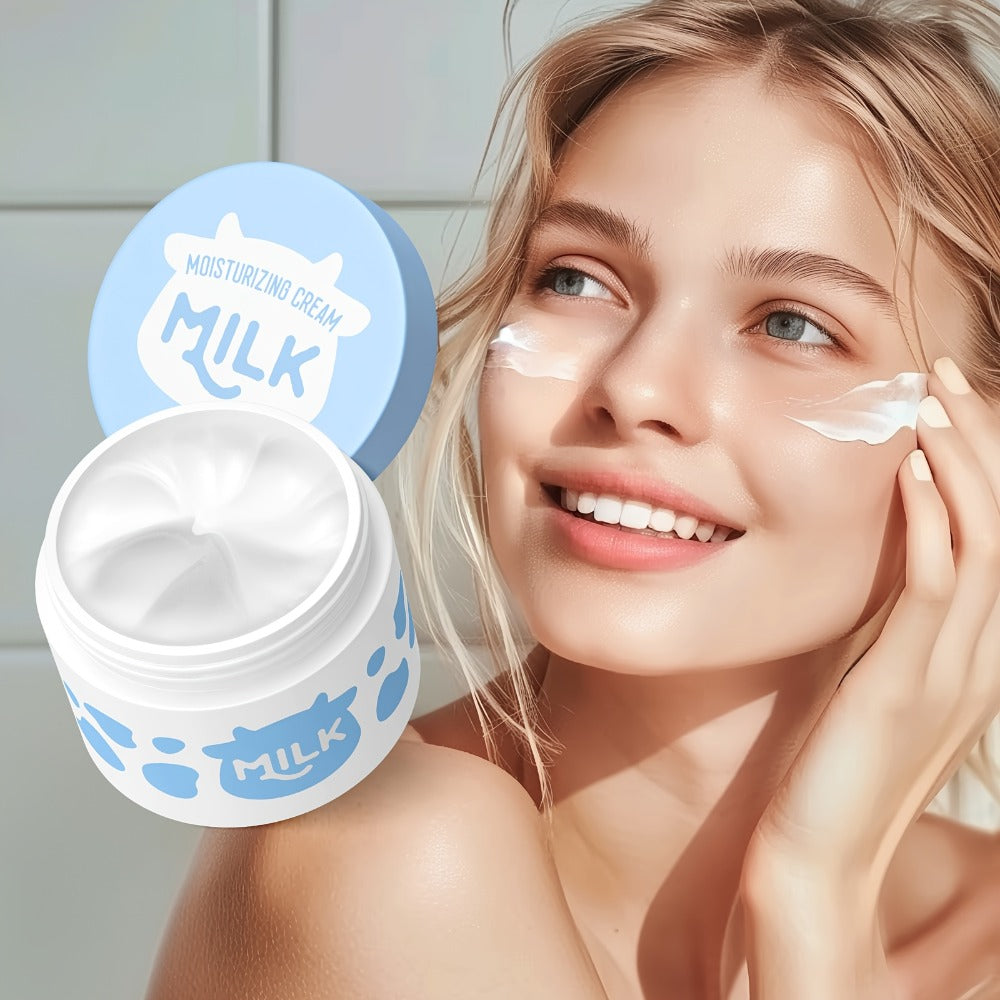 LAIKOU Milk Skincare Set 5pcs Hypoallergenic Moisturizing Face Care Routine Cleanser Serum Face Cream Cleansing Brush Hairband for All Skin Types Men Women Day Night