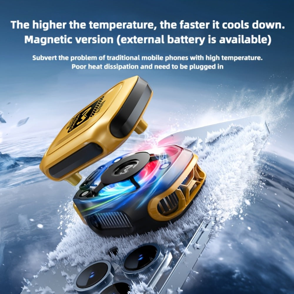 Phone Cooler Magnetic Semiconductor Cooling Fan with RGB LED Temperature Display Rechargeable Battery USB Type-C for Mobile Gaming TikTok Live Streaming iPhone Android