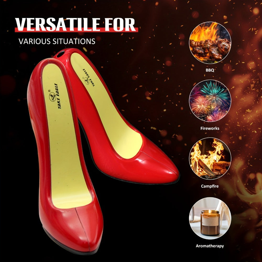 High Heel Shaped Lighter Refillable Butane ¨C Cute Novelty Windproof Flame Lighter for Women, Adjustable Flame, Metal Body, Perfect Gift for Girlfriend Birthday Valentine¡¯s Day Anniversary (No Butane)