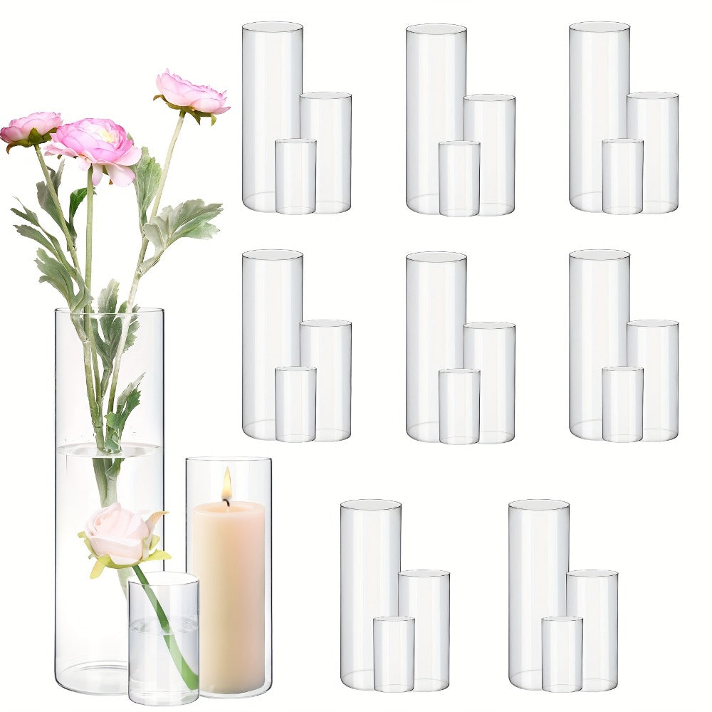 Clear Glass Cylinder Vases 18 36pcs - 4 8 12 Inch Tall Multiple Size Flower Vase for Wedding Centerpiece Table Party Hurricane Floating Candle Holder Home Decor Shelf