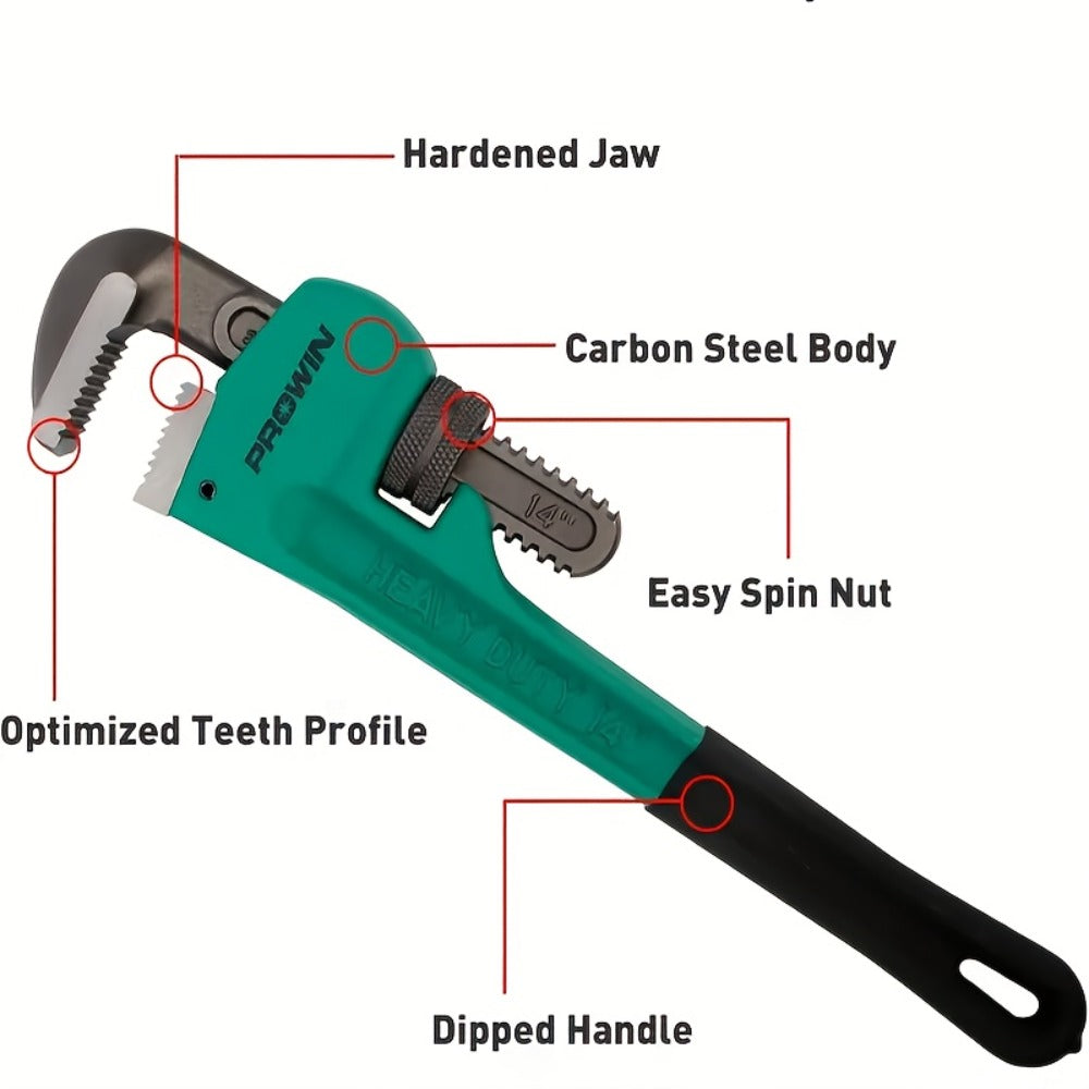 Pipe Wrench Professional Heavy Duty - 8¡±, 12¡± & 18¡± CR-V Alloy Steel Plumbing Wrench, Non-Slip Ergonomic Handle, 1500 lbs Torque, Fits 1/2¡±-4¡± Pipes, for Plumbing, Automotive & Industrial Use