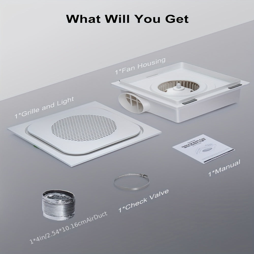 Bathroom Exhaust Fan with Light 150 CFM 1.0 Sone - 40W LED Night Light Ventilation Fan Combo, Quiet Bath Fan with Blue LED, Easy Install, White