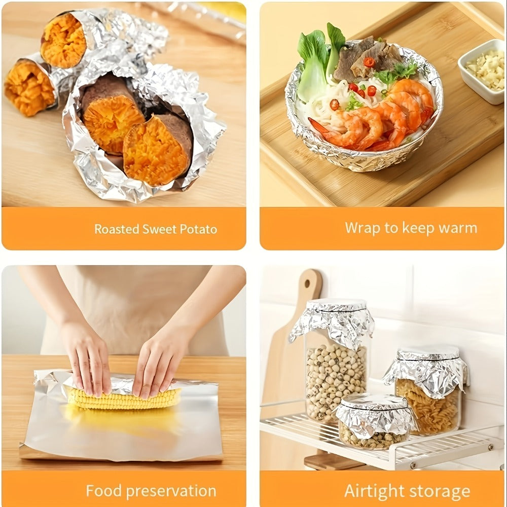Aluminum Foil Roll Extra Long 787.4 Inch Heavy Duty ¨C Heat Resistant Waterproof Oilproof Tin Foil for Cooking Baking Grilling BBQ | Disposable Kitchen Foil Wrap for Oven Picnic Food Storage Silver