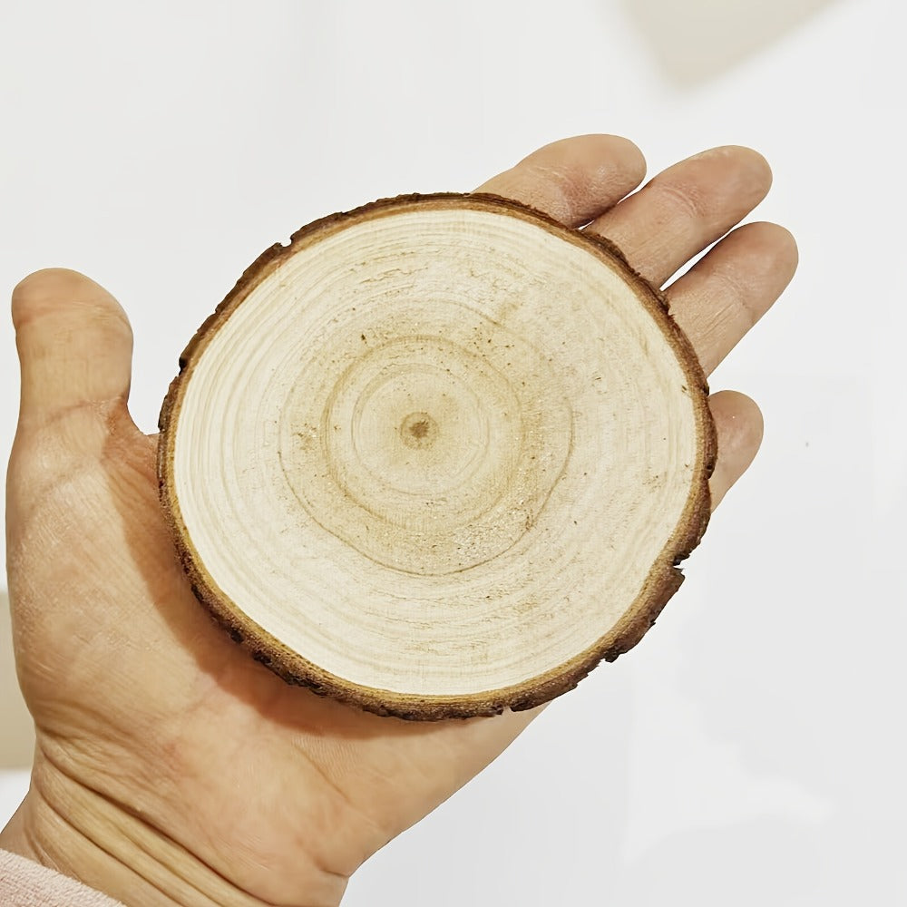 Wood Slices 28 Pcs Natural Log Bark Rounds for Crafts DIY Centerpieces Christmas Ornaments Wreaths Wedding Decor Painting Woodworking 2.76-3.54 Inch with or without Holes
