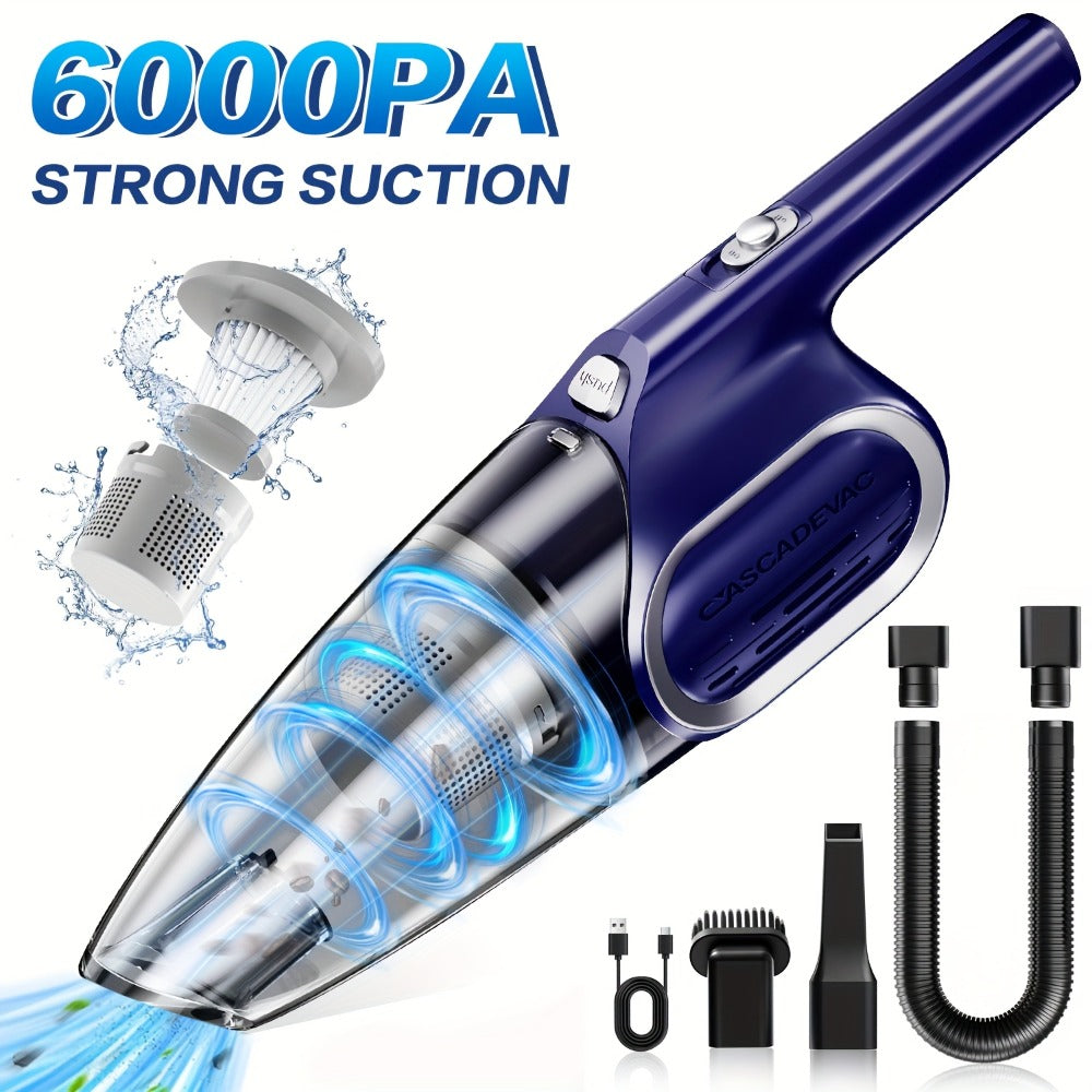 Handheld Vacuum Cleaner Cordless 6000PA Powerful Suction | Dual Filtration Low Noise Portable Mini Vacuum for Car Interior Pet Hair Kitchen Home Desk | Lightweight Compact Hand Vacuum | Multiple Colors