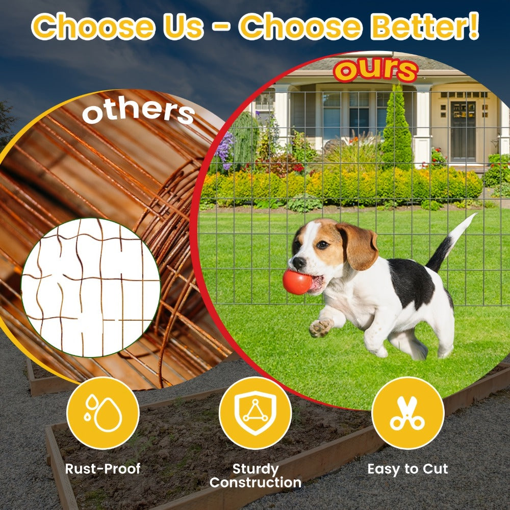 Welded Wire Mesh Fence Roll 50ft ¨C Galvanized Zinc-Coated Steel Hardware Cloth for Chicken Coop, Garden Fence, Pet Enclosure, Rabbit Hutch & Plant Support, Rust-Resistant, 4ft 5ft 6ft Wide Options