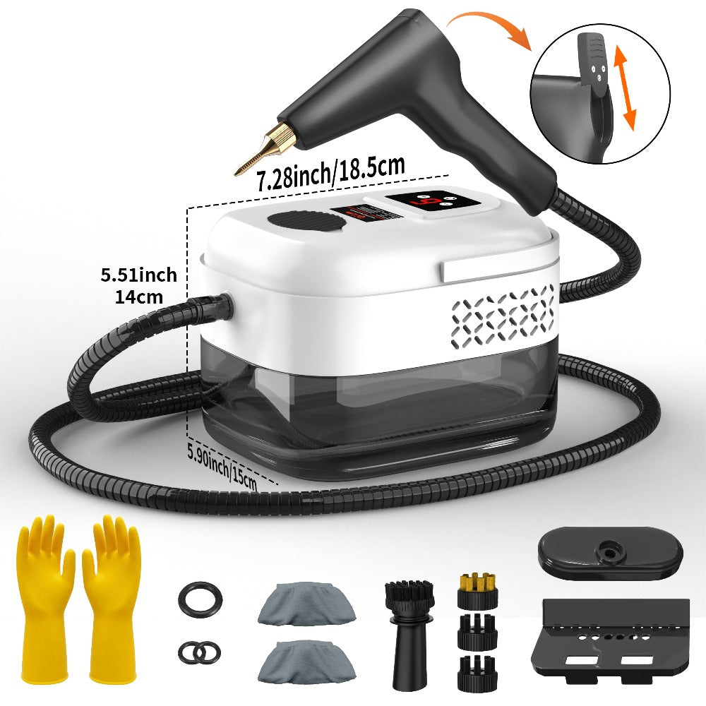 Carpet Steam Cleaner Handheld with LCD Display 1200ml Tank Gear Switch High Temperature for Kitchen Sofa Floor Tile Grout Home